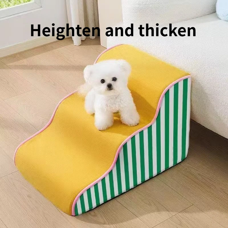 

Pet stairs dog up and down bed steps non-slip removable washable slope ladder small elderly dog cat ladder sofa