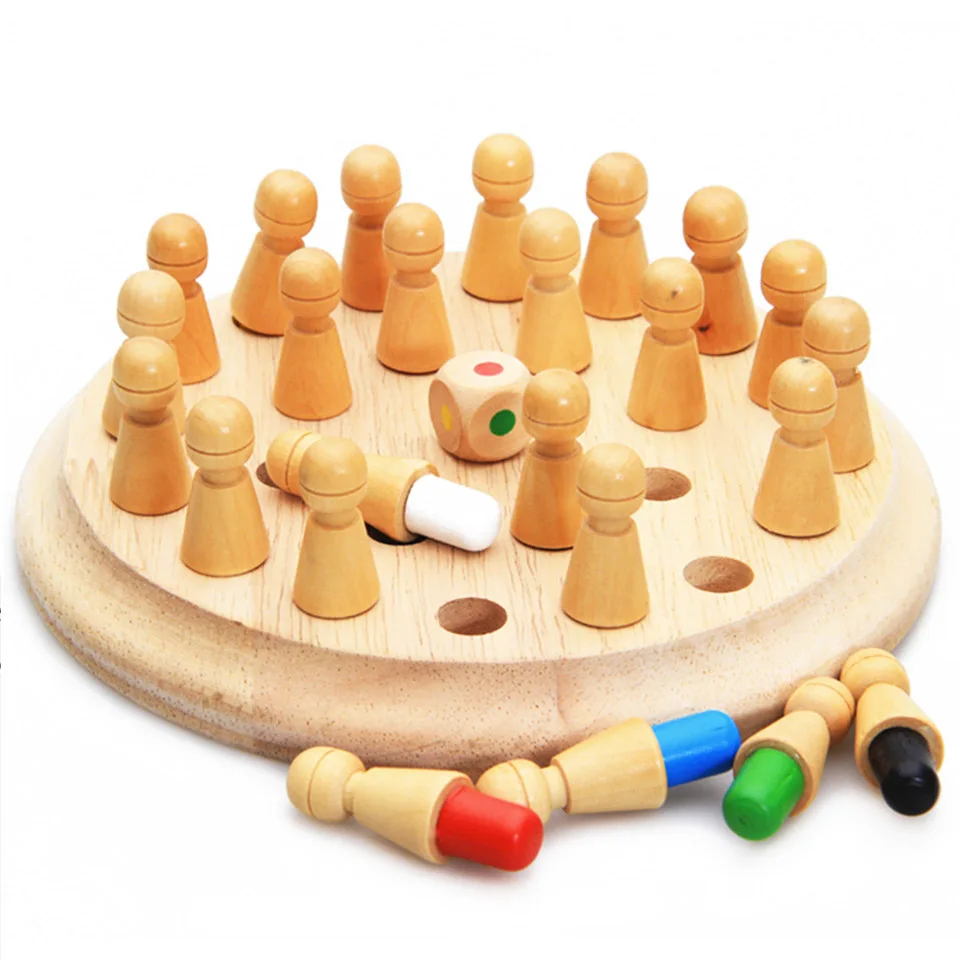 Kids Wooden Memory Chess Match Stick Chess Game 3D Puzzles Board Game Educational Color Animal Cognitive Ability Toy Gifts