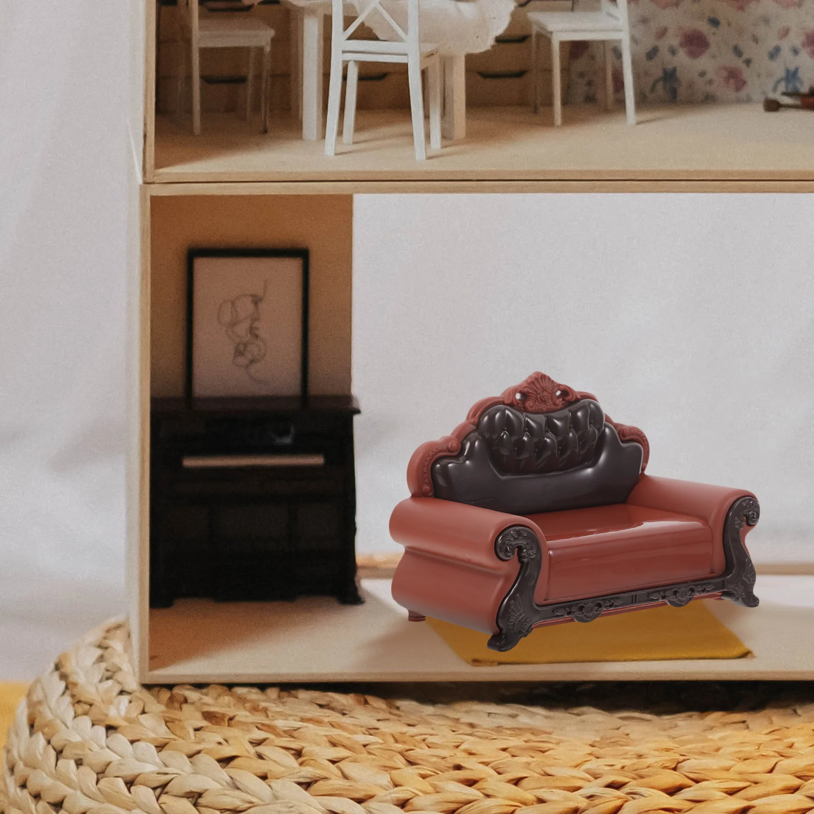 Mini sofá decoração casa cadeiras brinquedo em miniatura poltrona de plástico adorno vintage