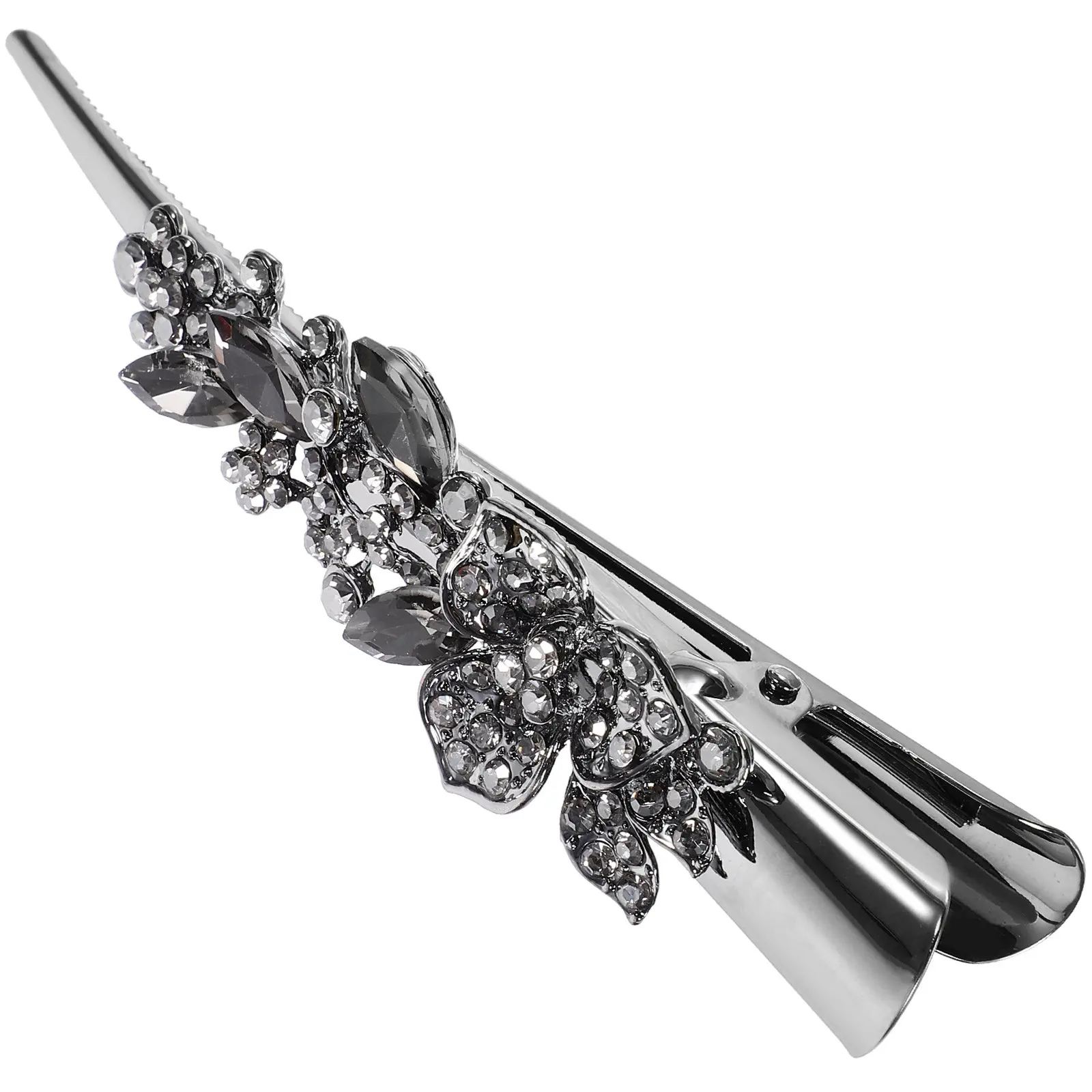 

Vintage Rhinestone Flower Alligator Hair Clip Large Shiny Barrette Stylish Hair Styling Accessory Fancy Clips for Women
