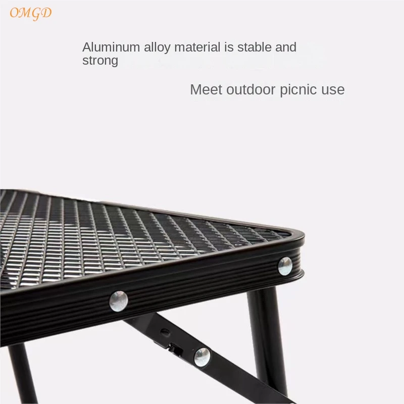 Outdoor folding iron mesh table aluminium alloy camping barbecue table portable liftable multifunctional camping table home