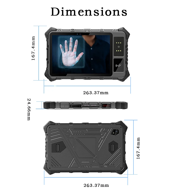 8 Inch Palm Vein Recognition Industrial Android Tablet PC Biometric RFID Reader Reset OEM/ODM Customized Logo Support
