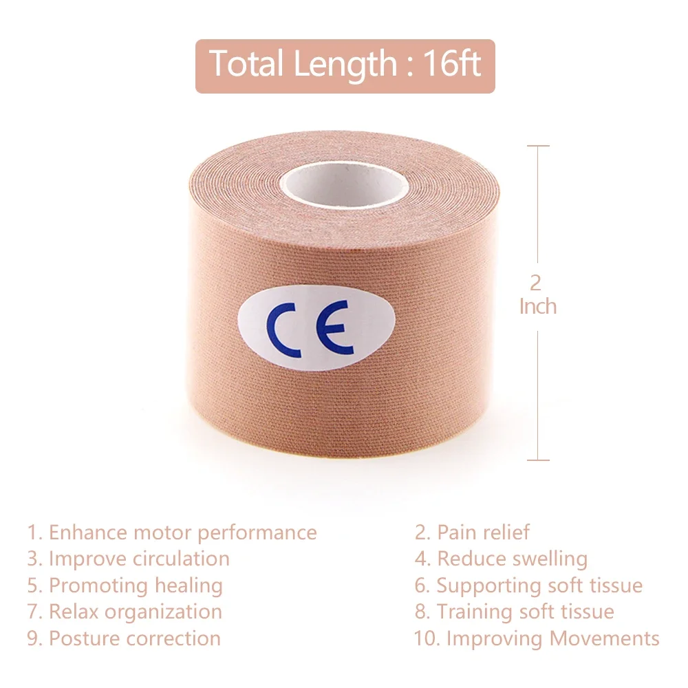 Необрезанная спортивная кинезиологическая лента, хлопок, спортивная лента, дышащая, физиотерапия, уменьшает боль, восстановление после травм, обеспечивает поддержку