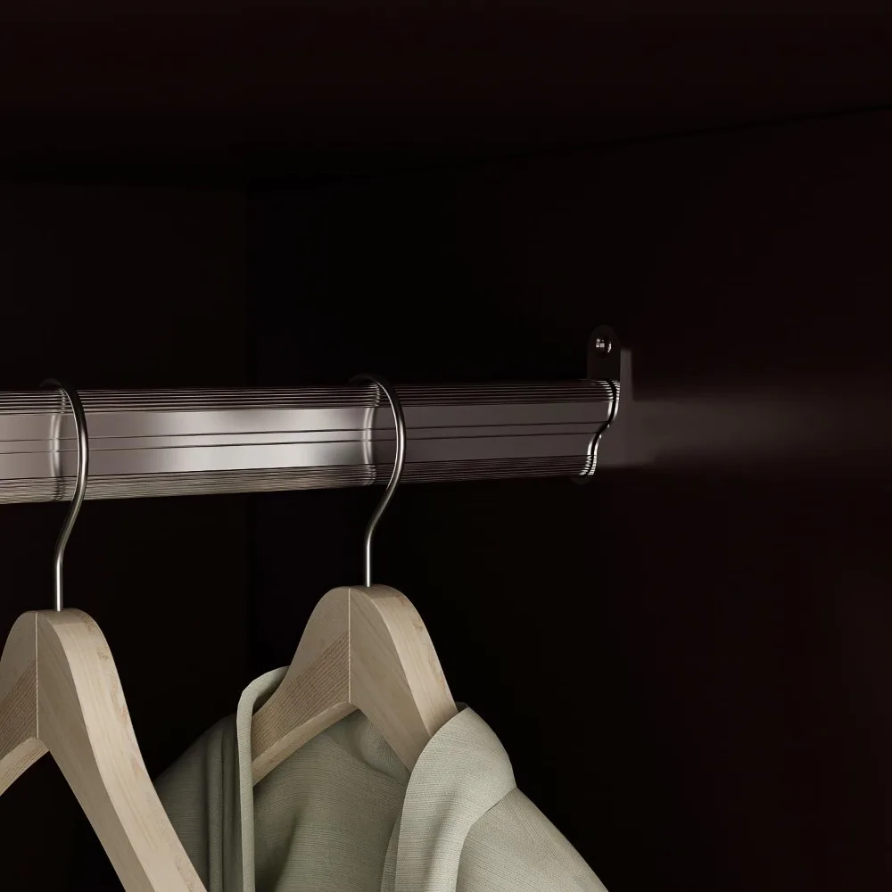 خزانة غرفة نوم بثلاثة أبواب، خزانة خشبية مع مرآة، حاجز تعليق للملابس، 4 أرفف تخزين و5 أدراج، 47 مساحة تخزين واسعة لغرفة النوم #4