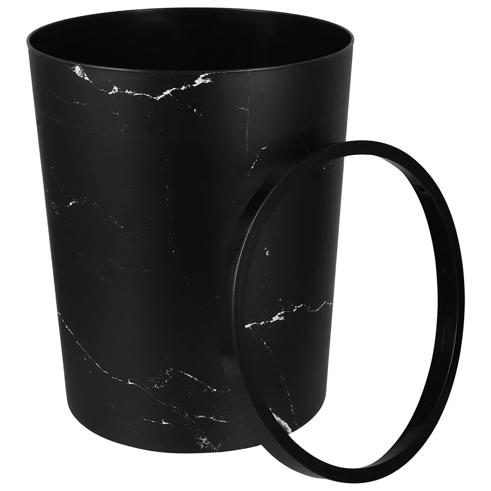

Imitation Marble Trash Can Large Capacity Bathroom Garbage Bin Waste Paper Basket Plastic Container Home Kitchen Toilet Use