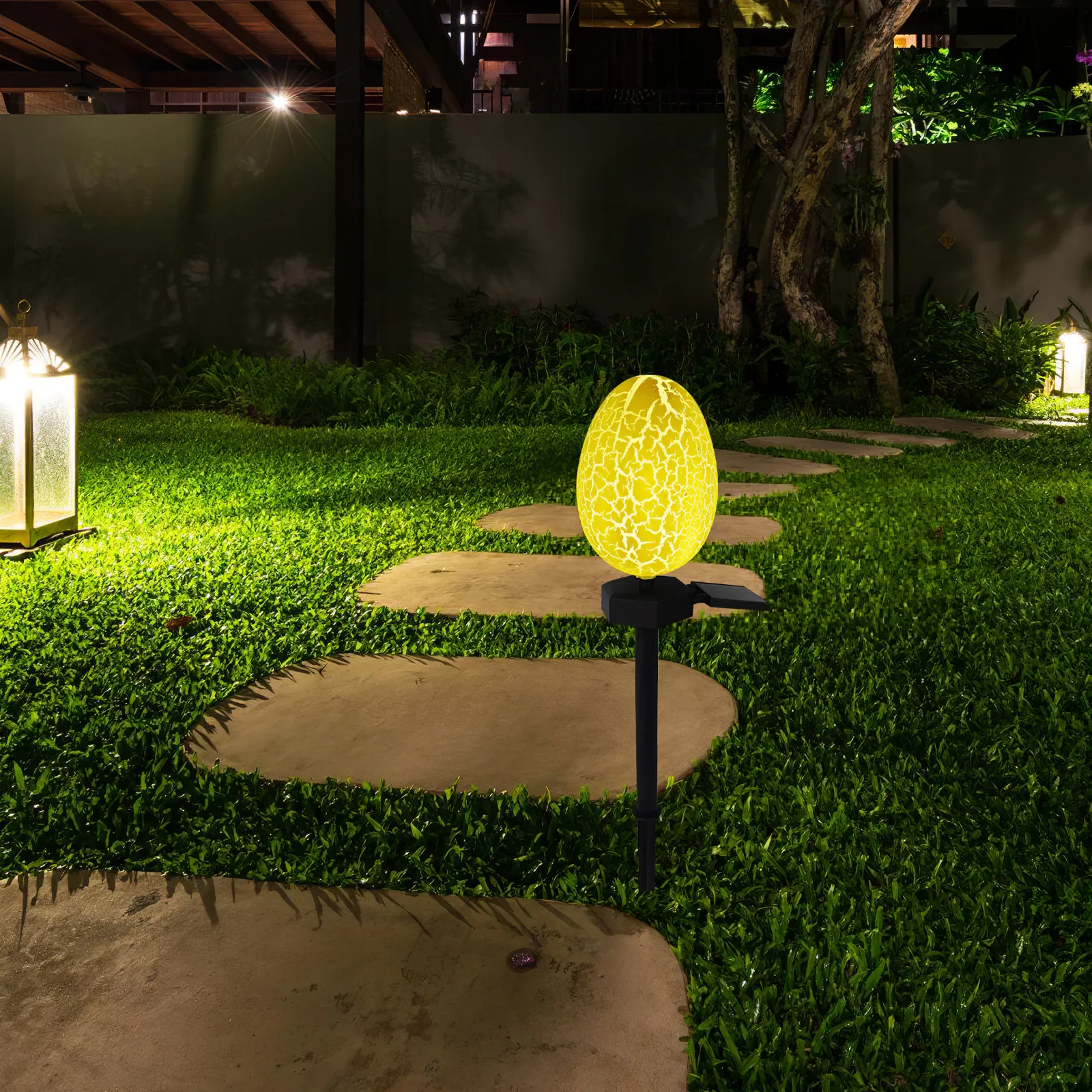 

Абажур в форме пасхального яйца с эффектом кракле для солнечных светильников на солнечных батареях, для украшения садовых дорожек и патио, яркий, цветной, всепогодный, сменный