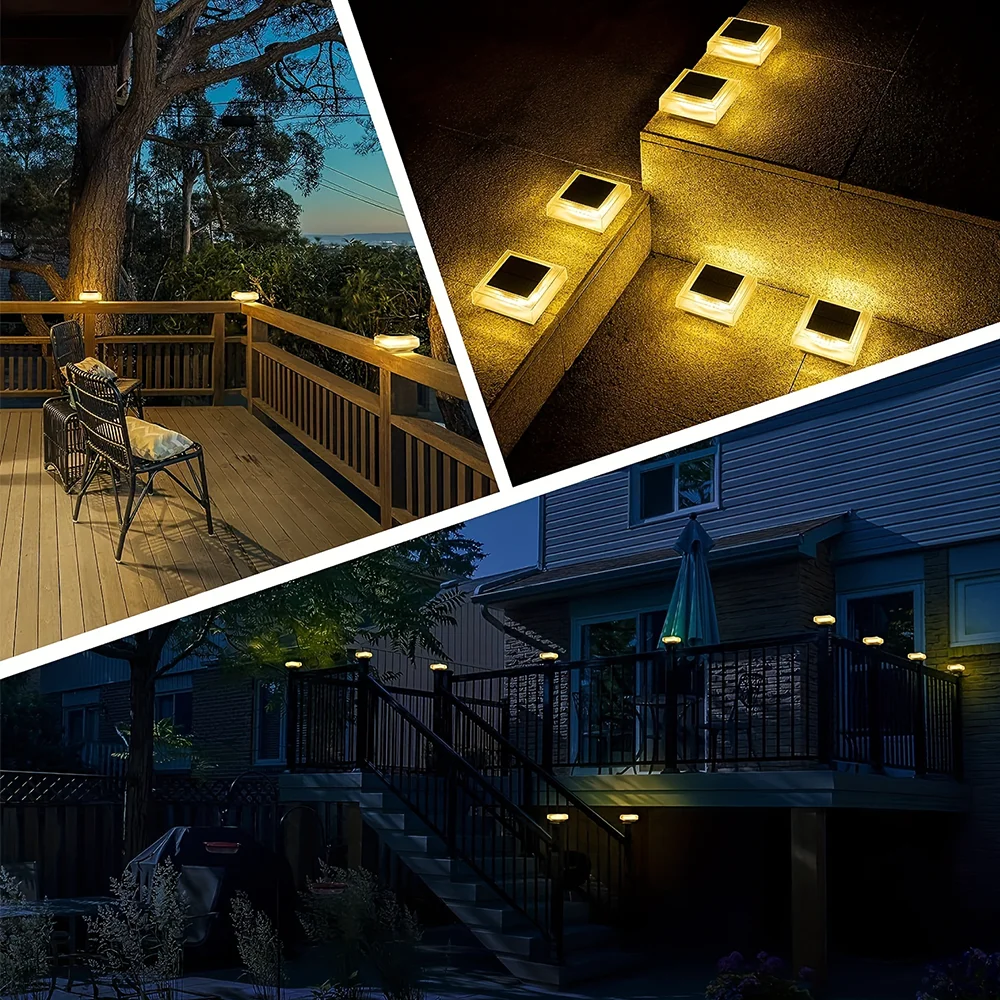30LED ウォームライト ソーラーゲートポストライト 透明防水ハウジング スクエアモデル 庭のテラスフェンス階段に適しています