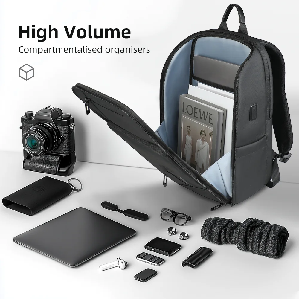 香港大容量ビジネスバックパック メンズ 防水 盗難防止 旅行バックパック 15.6インチ ノートパソコンバックパック USB付き カジュアルリュックサック