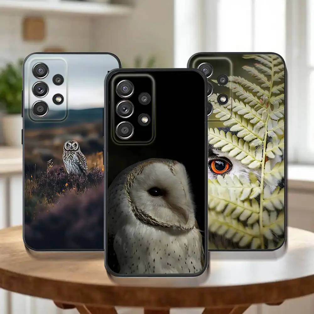 

Cute Baby Owl Phone Case For Samsung Galaxy A73,31,32,72,41,53,52,71,22,5G,Note,J7,8,9 Soft Black Cover