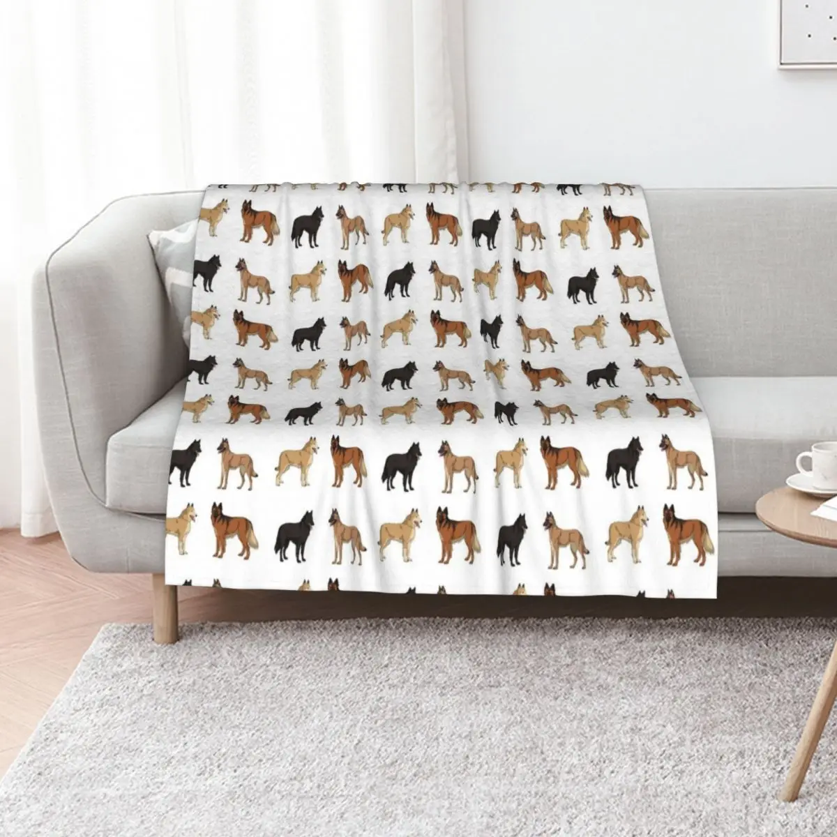 

Set - Belgian Shepherds Throw Blanket Beach Beautifuls Heavy Plaid on the sofa Blankets