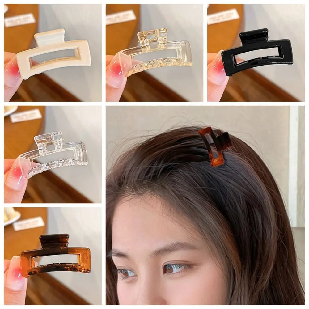 

Sweet Plastic Transparent Shark Clip Rectangle Korean Style Mini Hair Claw Small Headwaer Hollow Hair Clip Ladies/Girls