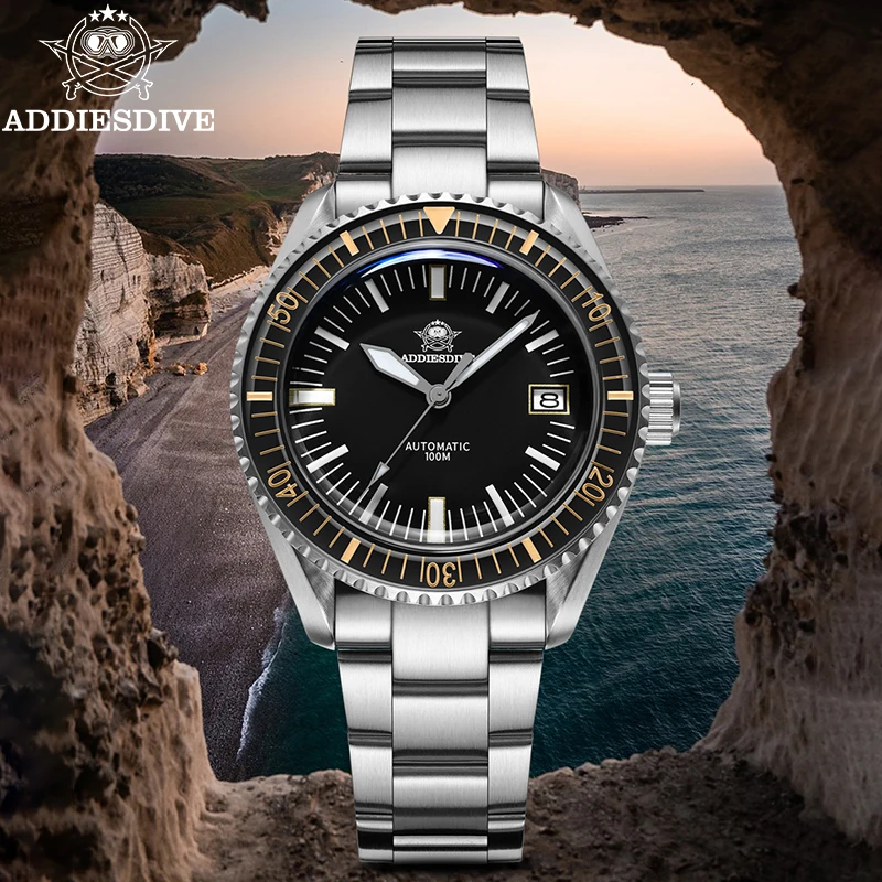 

ADDIESDIVE Men's Automatic Watch Sapphire Glass NH35A Mechanical Watches Waterproof 100M Super Luminous Luxury Steel Wristwatch