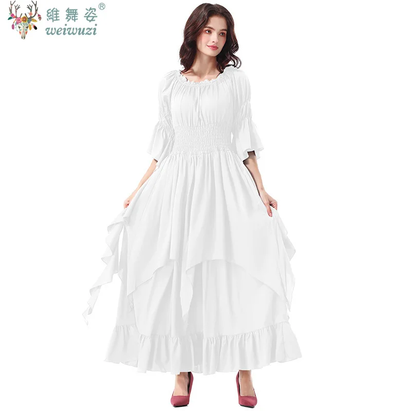 

New Halloween Costume Medieval Adult Women Long Dress Binding Corset Court Style Elegant Vintage Flare Sleeve Gown Retro Beauty