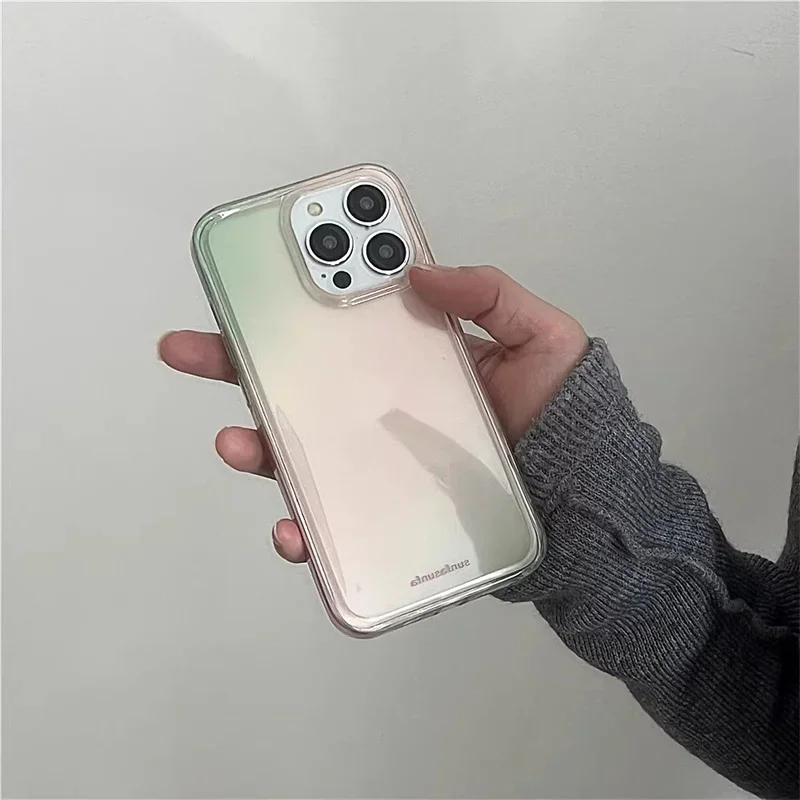 White Light Advanced Green Powder Gradient IMD Phone Case For iPhone 17 AIR 16 15 14 13 12 11 Pro MAX Plus Y2K Shockproof Cover view 5
