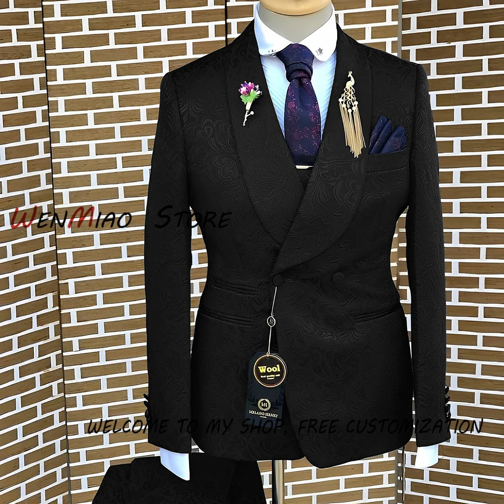 Terno Jacquard da Marinha, blazer com seios duplos, smoking noivo, vestido masculino formal, casamento, 2 peças