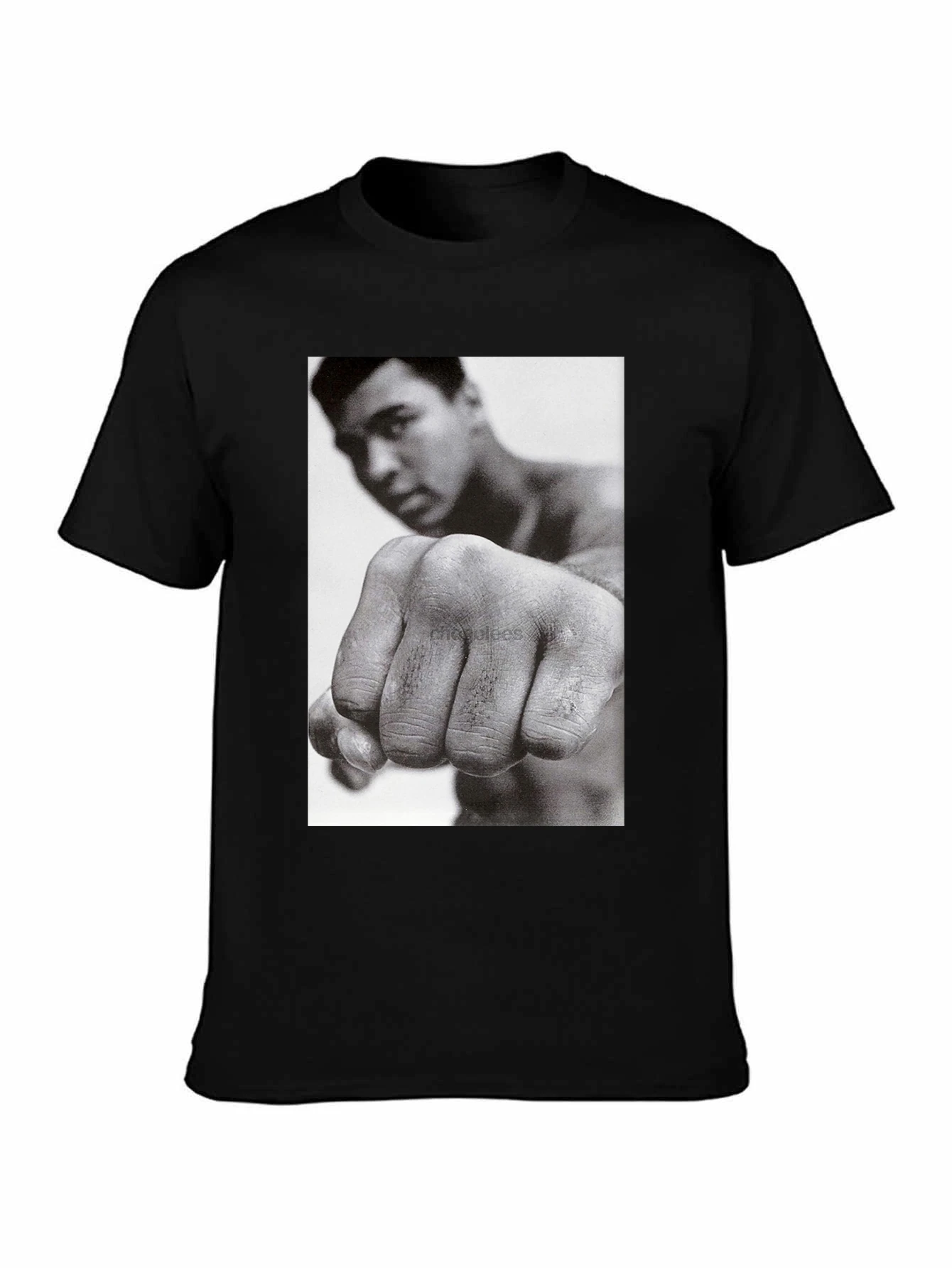 تي شيرت تي شيرت رجالي محمد علي قبضة بطل الملاكمة الموضة الاجتماعية فكرة هدية مؤثرة #1