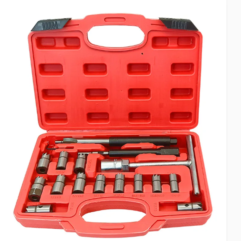 

17 PCS Diesel Injector Cleaner Clean Carbon Remover Seat Cutter Cutting Tool Set,Diesel Fuel Nozzle Reamer