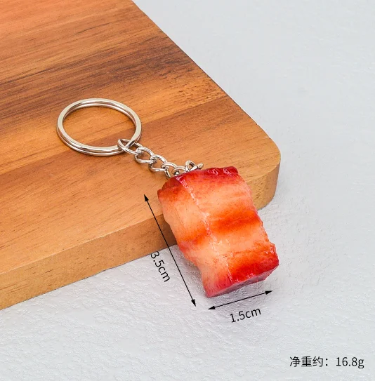 Creative Simulation Food Keychain PVC Model Gift Keychain Soft Glue Fake Braised Pork Belly Roasted Chicken Keychain K4230