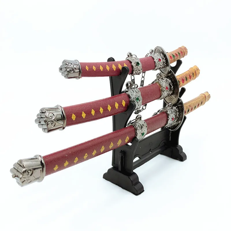 24cm Samurai Sword 3-Piece Set weapons Model Unsharpened Cosplay Props Game Toy katana Desktop Collectible Ornament Boy Toy Gift - view 2