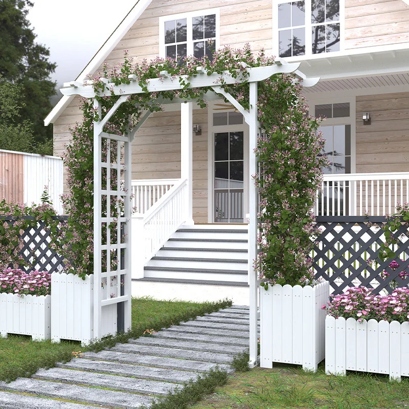Уличный двор, консервативная деревянная арка, подставка для цветов, украшение сада, входная дверь, твердая древесина, восхождение, лоза, рама, забор