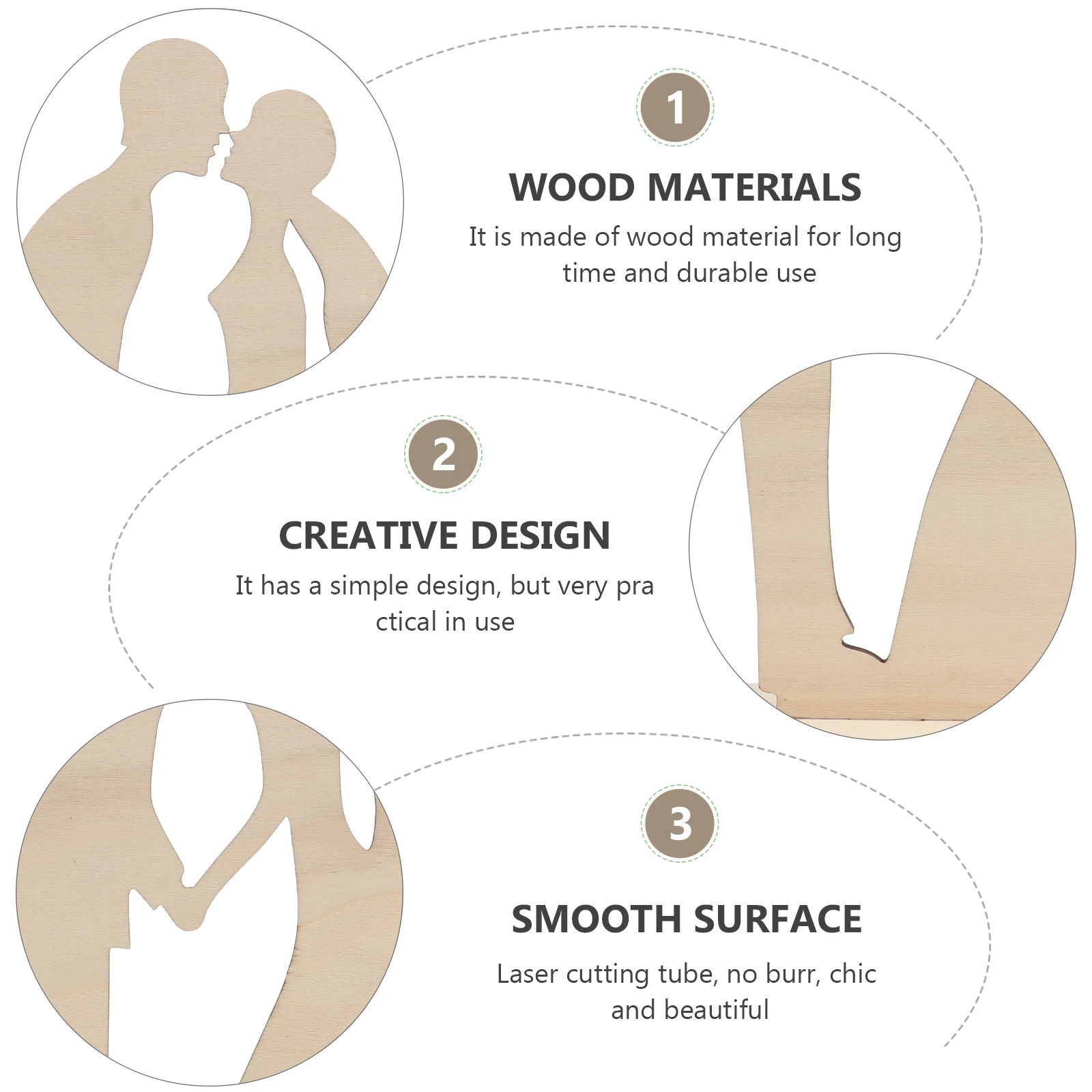 

4Pcs Wedding Bride Groom Wooden Couple Crafts Creative Adornments Wedding Desktop Props Party Decorations
