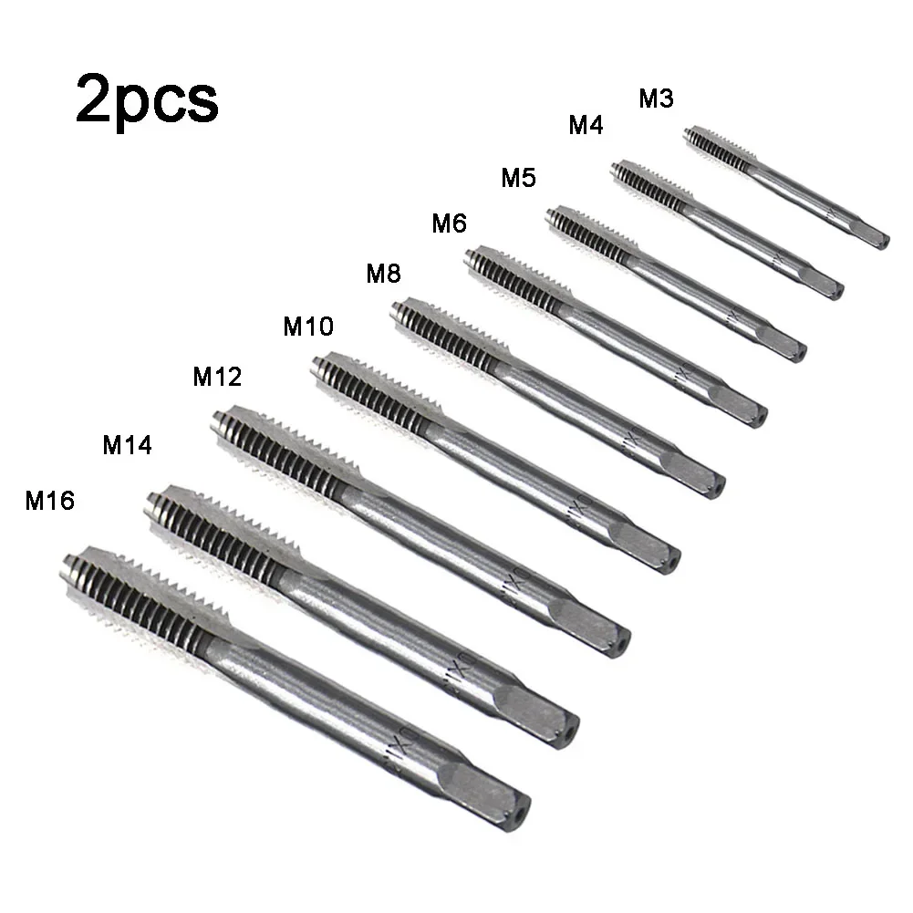 2PCS M3-M16 Standard Metric Thread Thread Tap Set High Speed Steel Hand Tap Square Handle Straight Groove Wire Tapping Tools