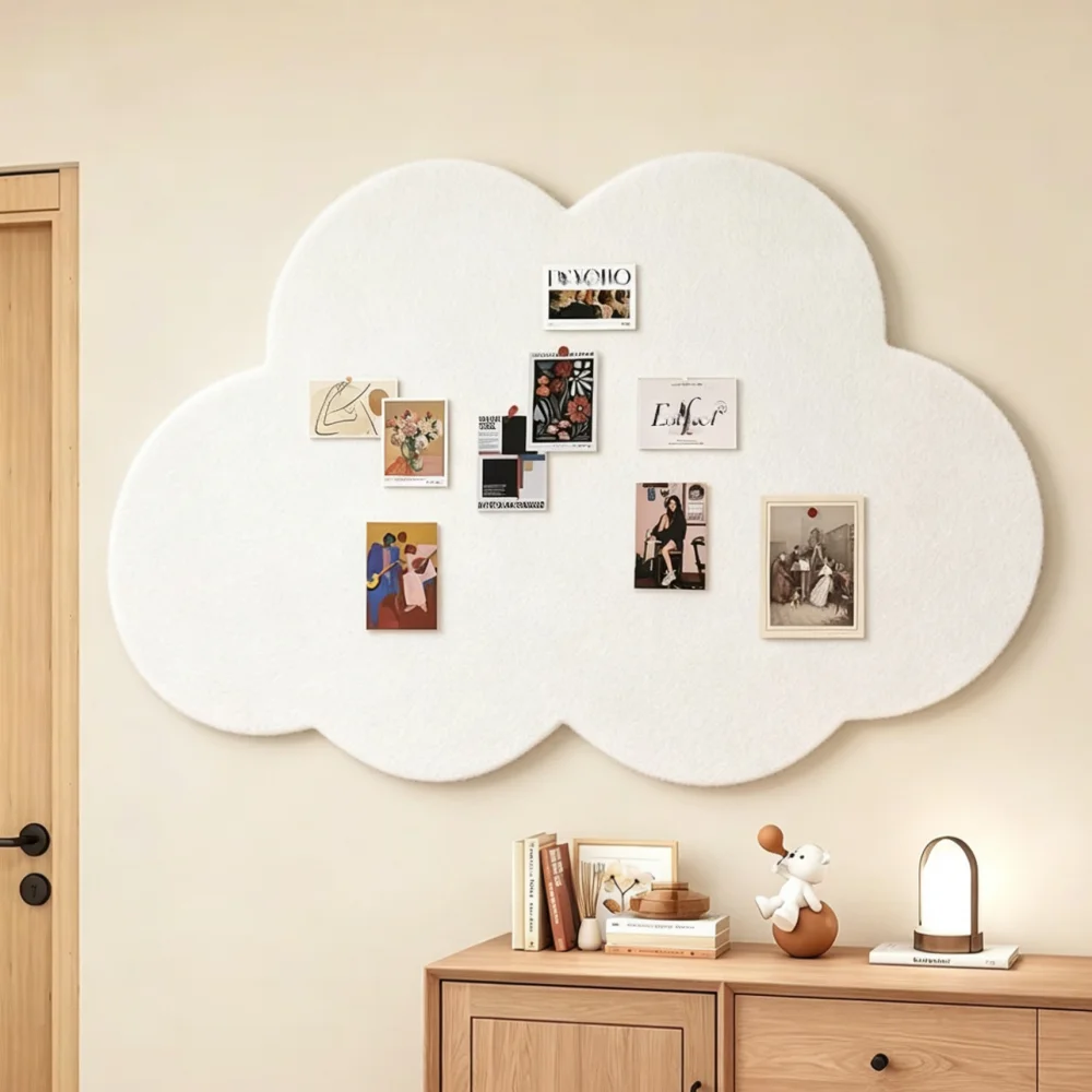 Cloud Shaped Felt Board Decorative Pin Board Artwork Display Board Photo Wall for Living Room, TV Background, Home Office Decor