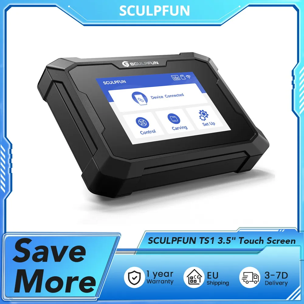 SCULPFUN TS1 3,5" touchscreen, 480x320P, WiFi-verbinding, met SD-kaart / Type-C / USB / voedingsingangspoorten Beugel Backboard-ontwerp