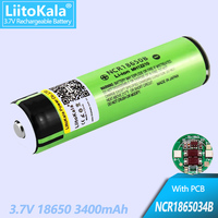 Liitokala 18650 3400mah battery Protected li-ion Rechargeable battery NCR18650B with PCB