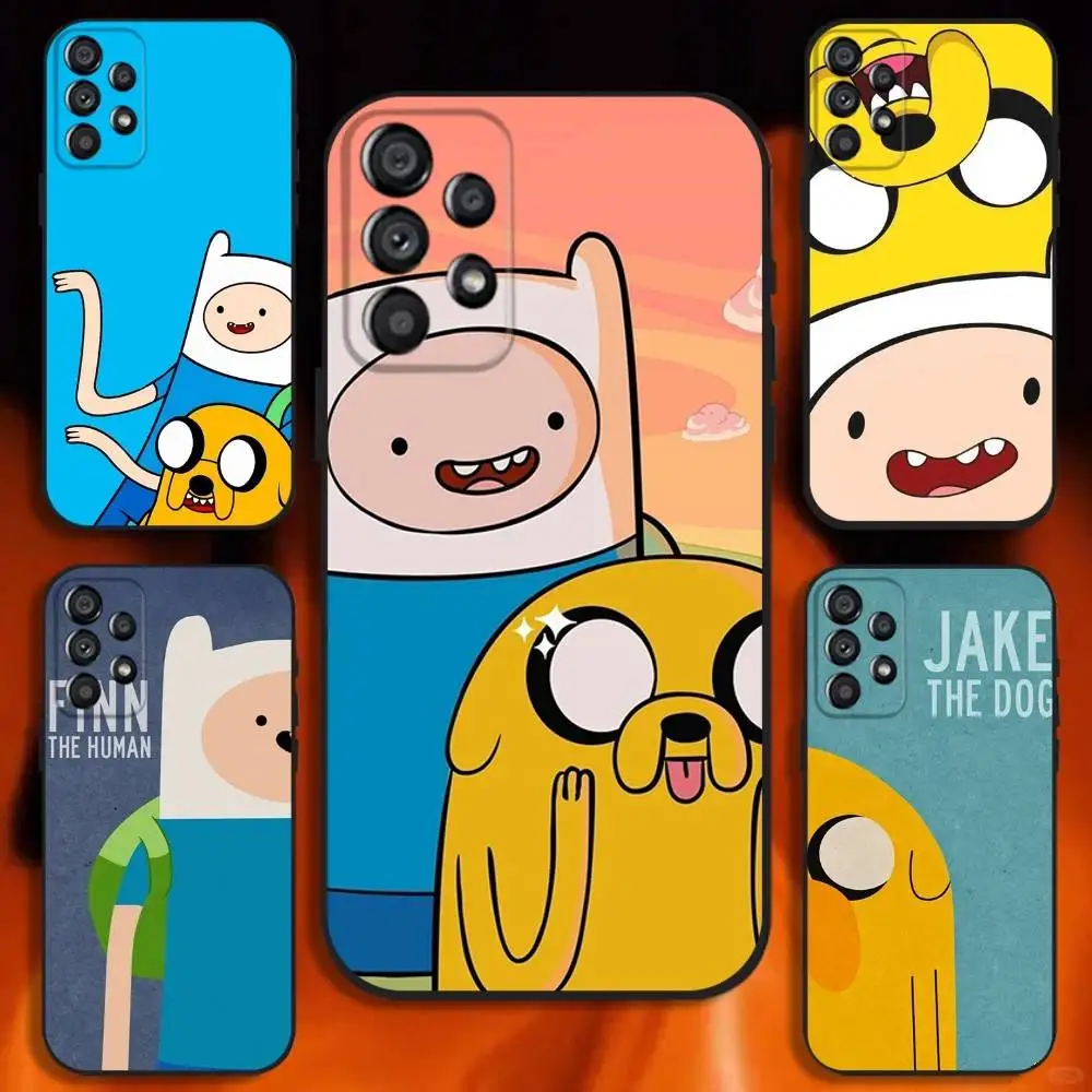

Cartoon A-Adventure Time Jake Finn Phone Case For Samsung Galaxy A20,A21s,A22,A31,A32,A52,A53,A72,73,A80 Soft Black Cover