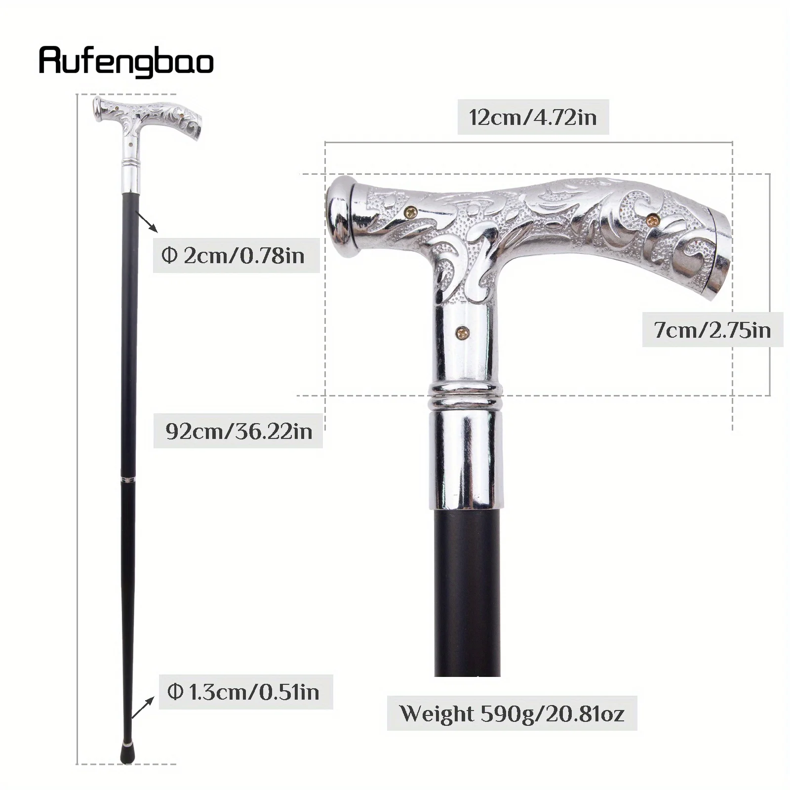 White Flower Eagle Cosplay Walking Cane Fashion Stick Decorative Cane For Halloween For Cosplay And Parties, For Cosplay & Party