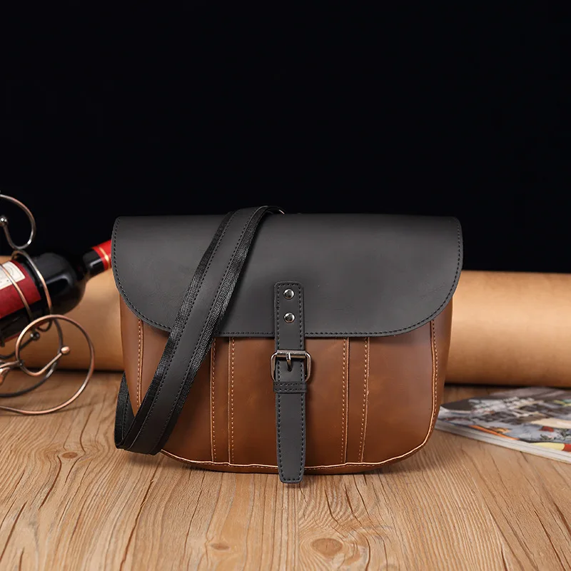 

Vintage Men's Shoulder Crossbody Bags Small Backpack Leisure Crazy Horse Leather Women's Backpacks Sling Messenger Satchels Bags