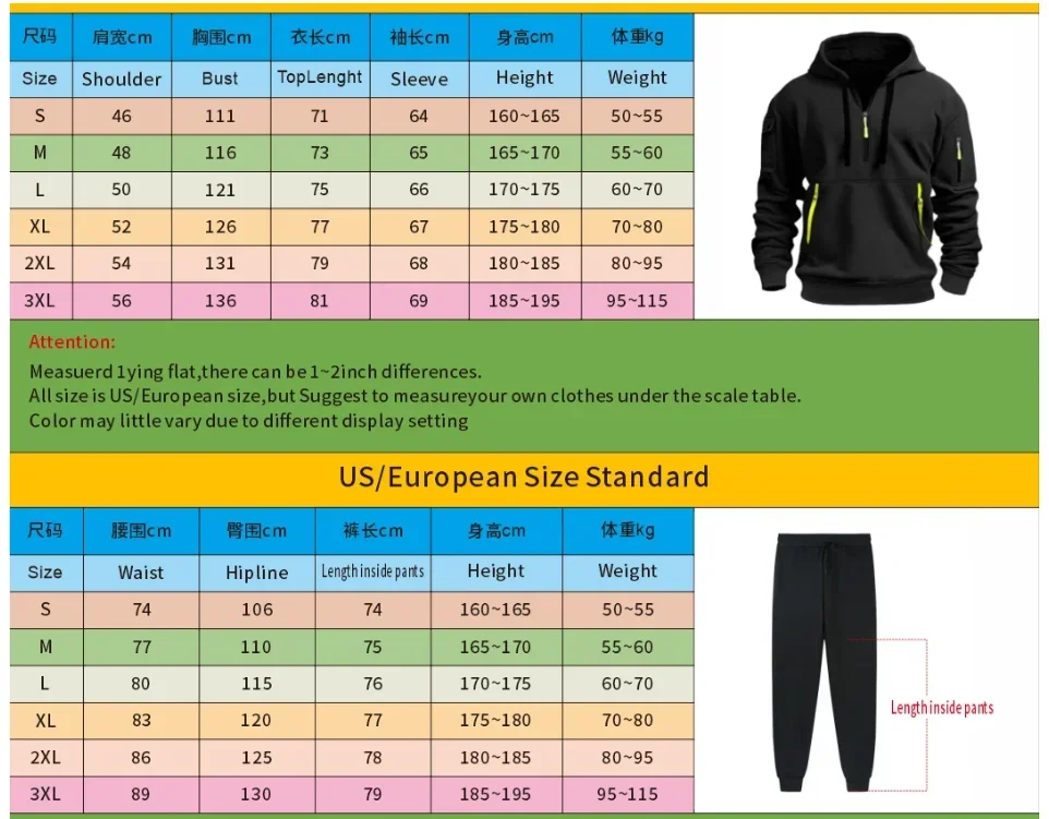 2024 primavera e outono de alta qualidade masculino de duas peças com zíper moletom com capuz multi-bolso casual correndo calças de imersão