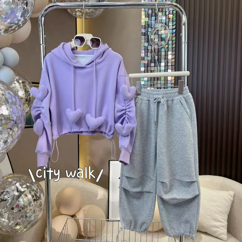 Children Fashion Sweater Two Piece Suit Teens Outfits Girls Spring Autumn Sports Clothing Set