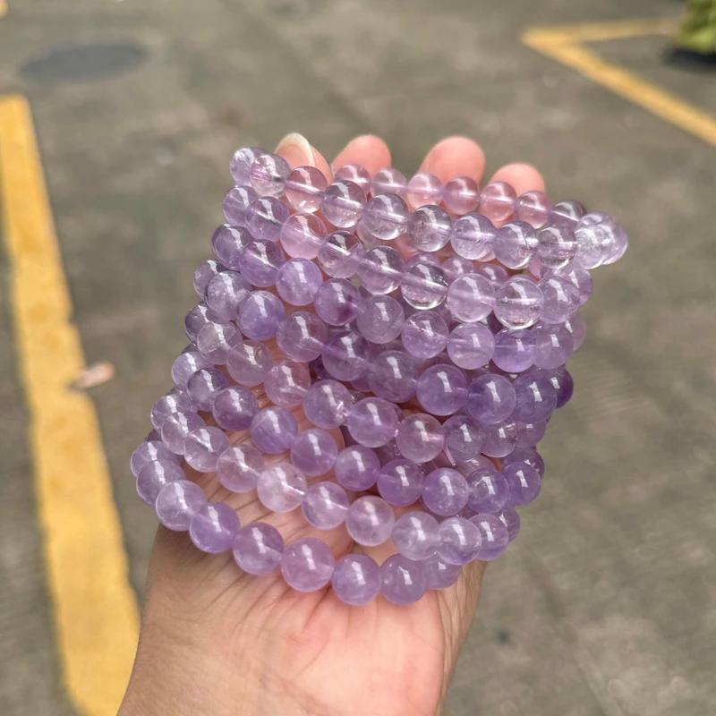 Natural Lavender Quartz Crystal Bead Bracelet Health Bracelet for Women Weight Loss Fatigue Pressure Fatigue Relief Jewelry