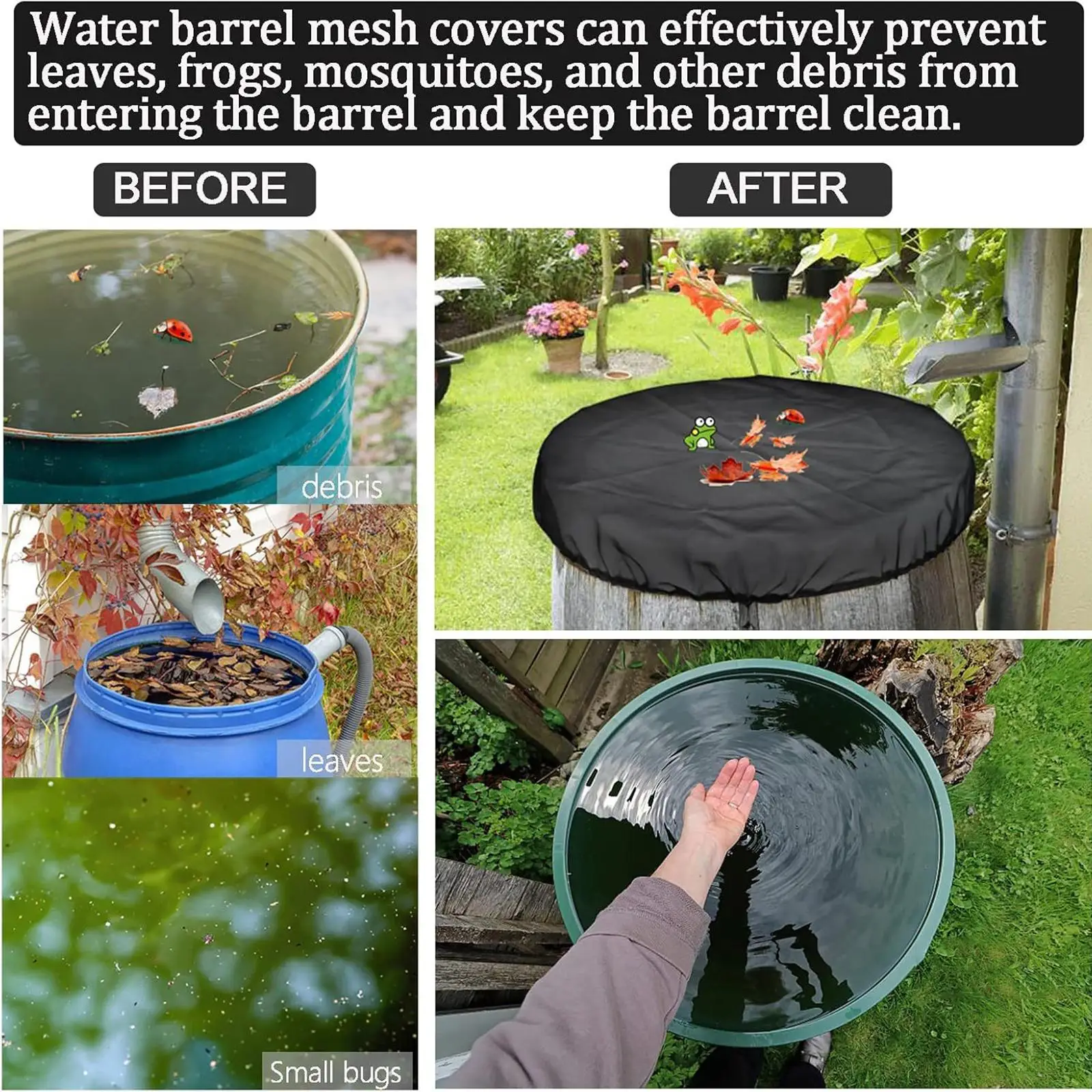 Drum Cover Water Storage Barrel Dustproof Rainproof Adjustable Drawstring Lid for Factory Construction Site
