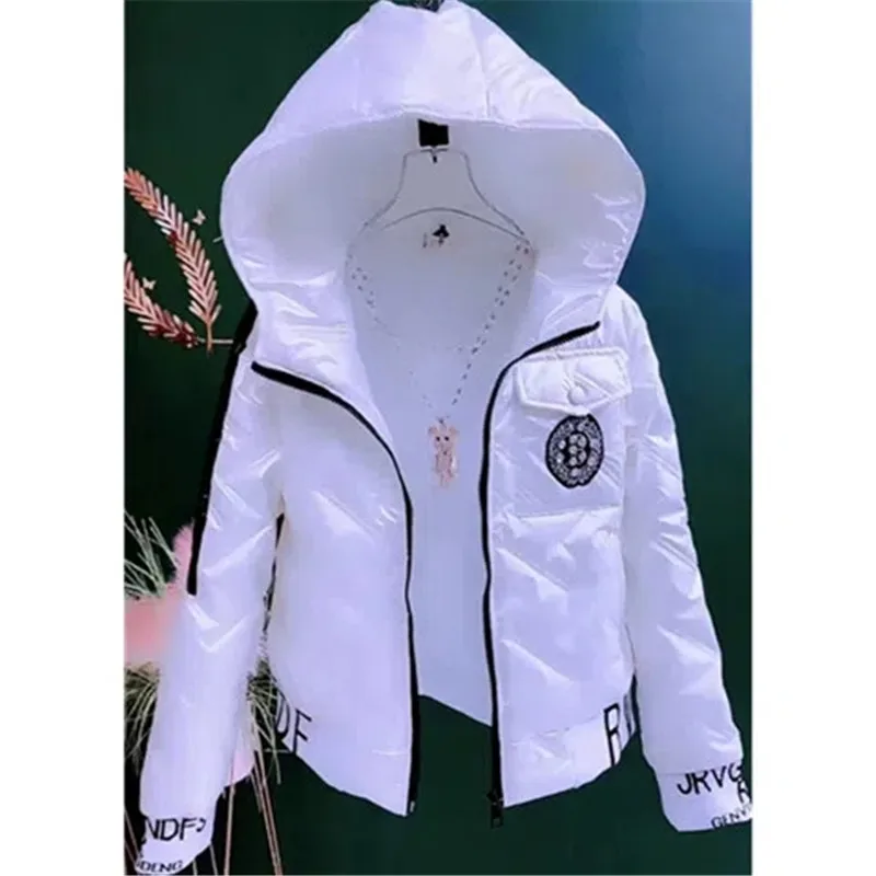 Chaqueta acolchada de algodón para mujer, abrigo corto brillante, versión coreana, holgado, mantiene el calor, invierno, 2022