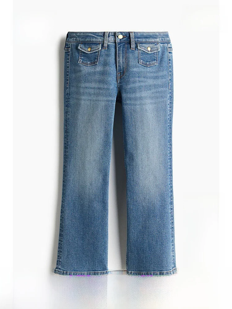 

H&M Women's Casual Tight Jeans Summer Low Waist Long Pants Cotton Polyester Blend Micro Flared Design Comfortable Fit