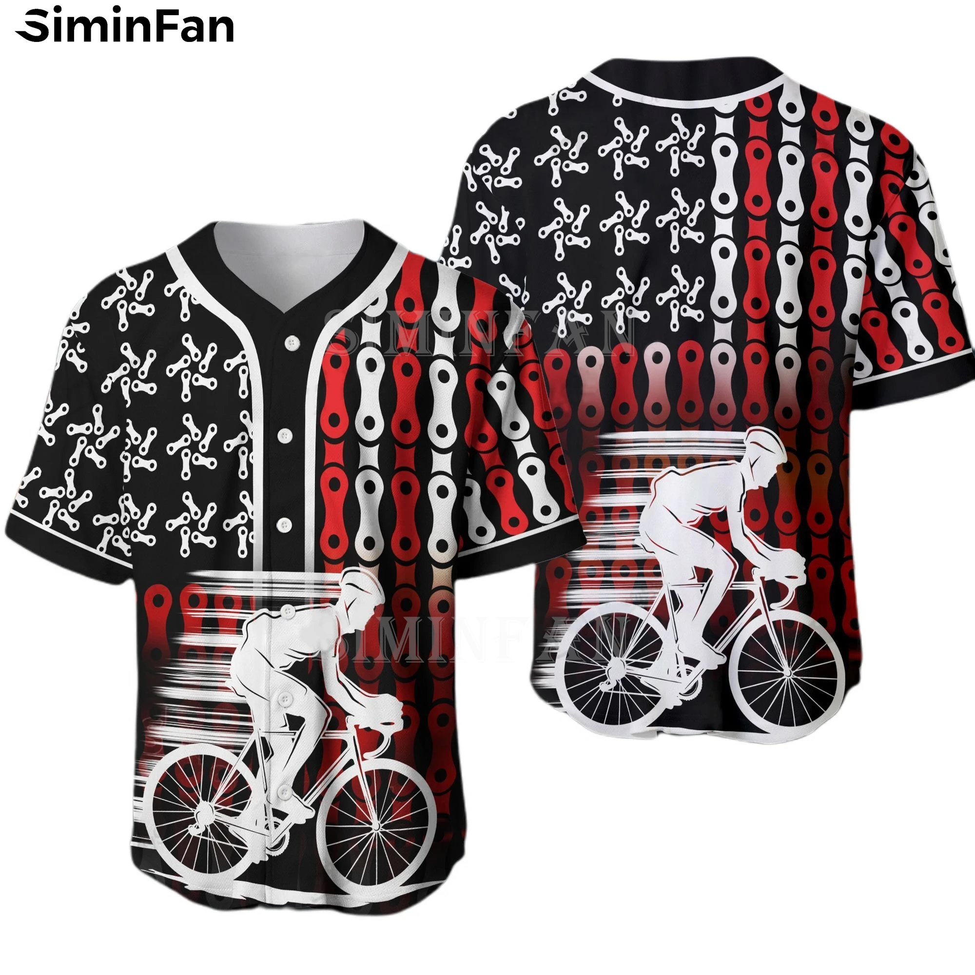 

CYCLING BICYCLE CHAIN 3D Printed Mens Collarless Baseball Jersey Shirts Camisa Summer Beach T-Shirt Women Short Sleeve Tee Top