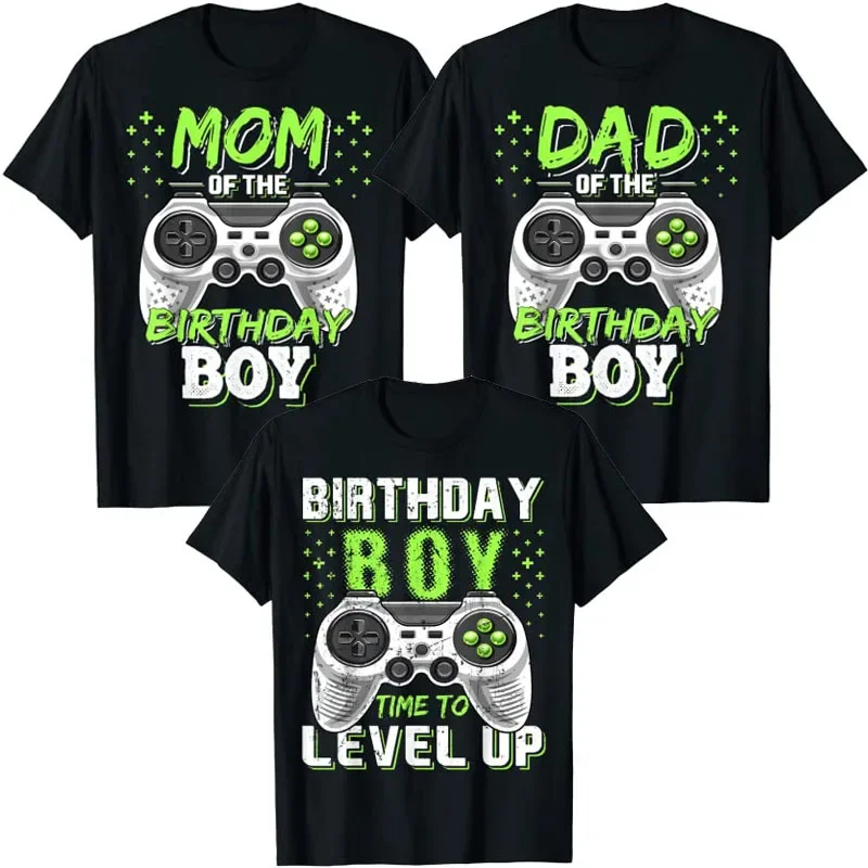 Birthday-Boy Time To Level Up Video Game Birthday Gift T-Shirt Dad Mom of The Birthday Boy Tee Top Gamer Family Holiday Clothes