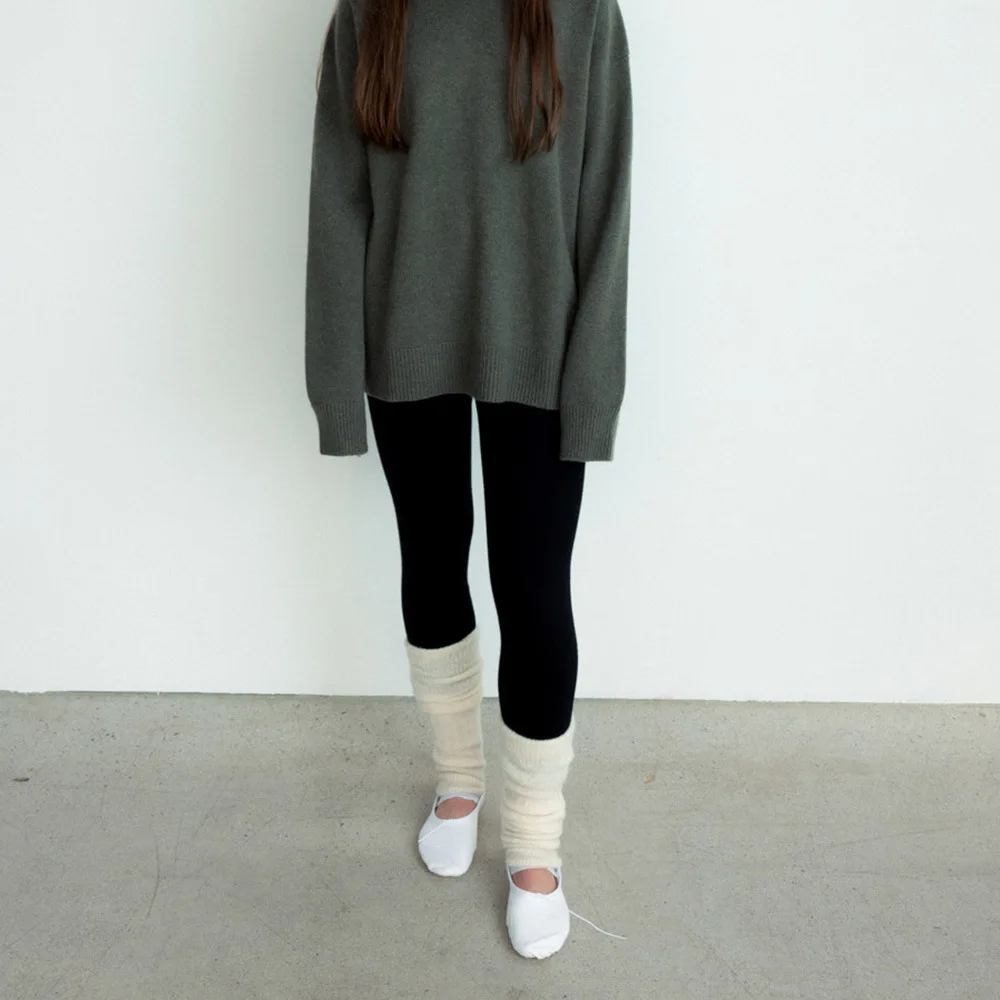 Scaldamuscoli con staffa lavorata a maglia in misto lana per donna Calzini invernali caldi sfocati stile coreano Y2K