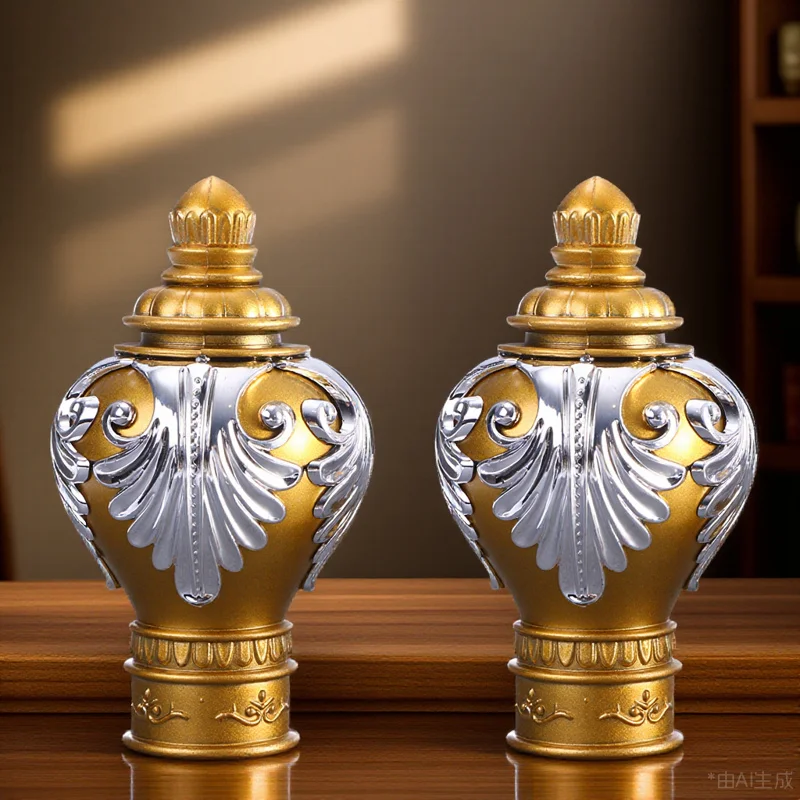 2 قطعة 28 مللي متر قطر قضيب الستارة نهاية الديكور الذهب الروماني القطب تلميح لغرفة النوم غرفة المعيشة أنيقة الستائر رئيس المألوف