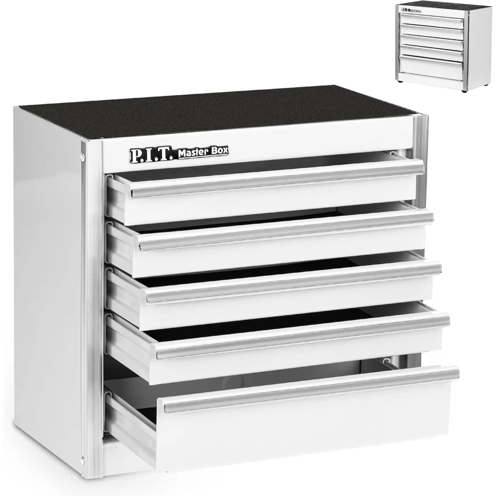 

Mini White Tool Box, Portable 5-Drawer Micro Roll Cab Steel Stackable Tool Box