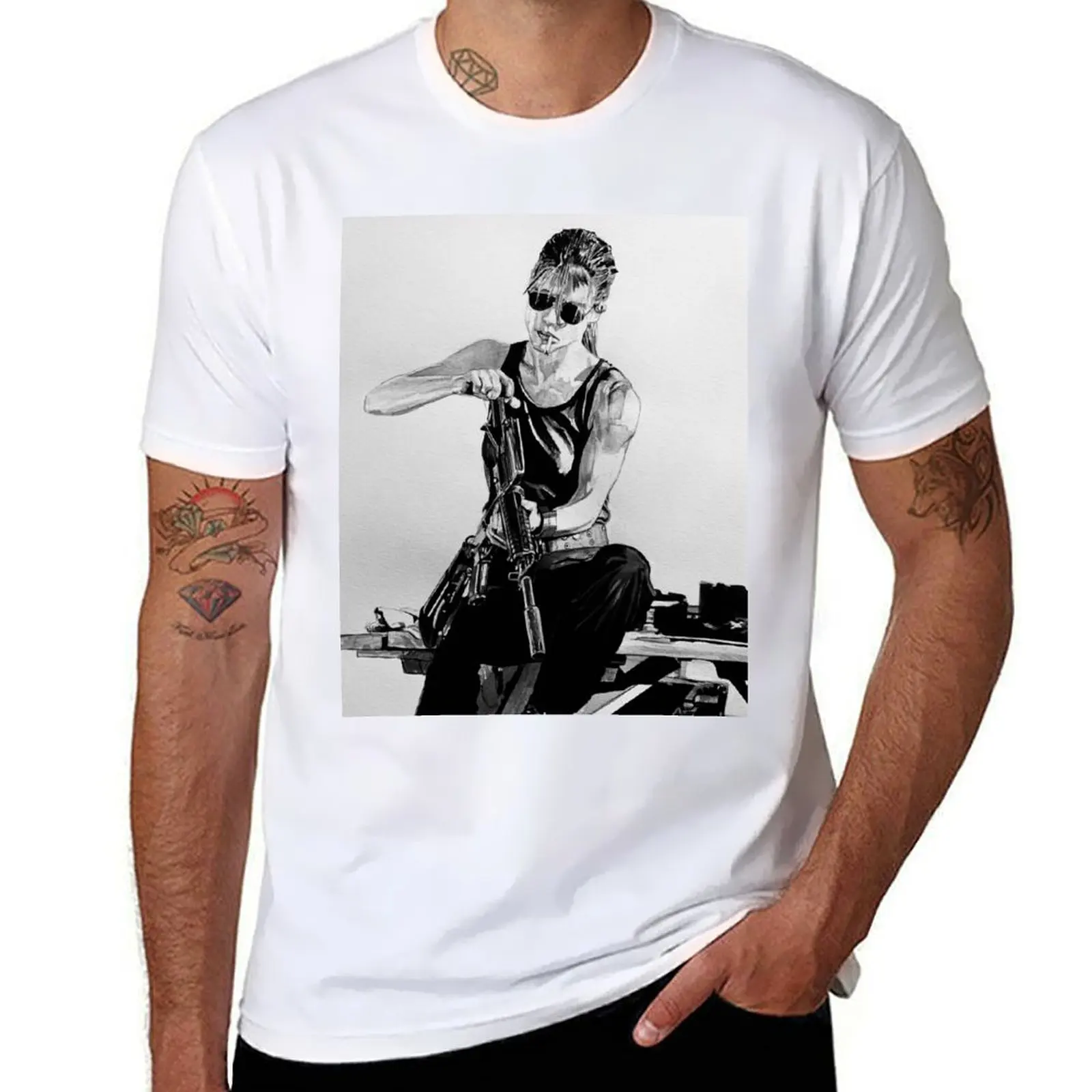 

Футболка Sarah Connor, мужские футболки для мужчин, футболки для мужчин, белые футболки для мужчин, облегающая футболка