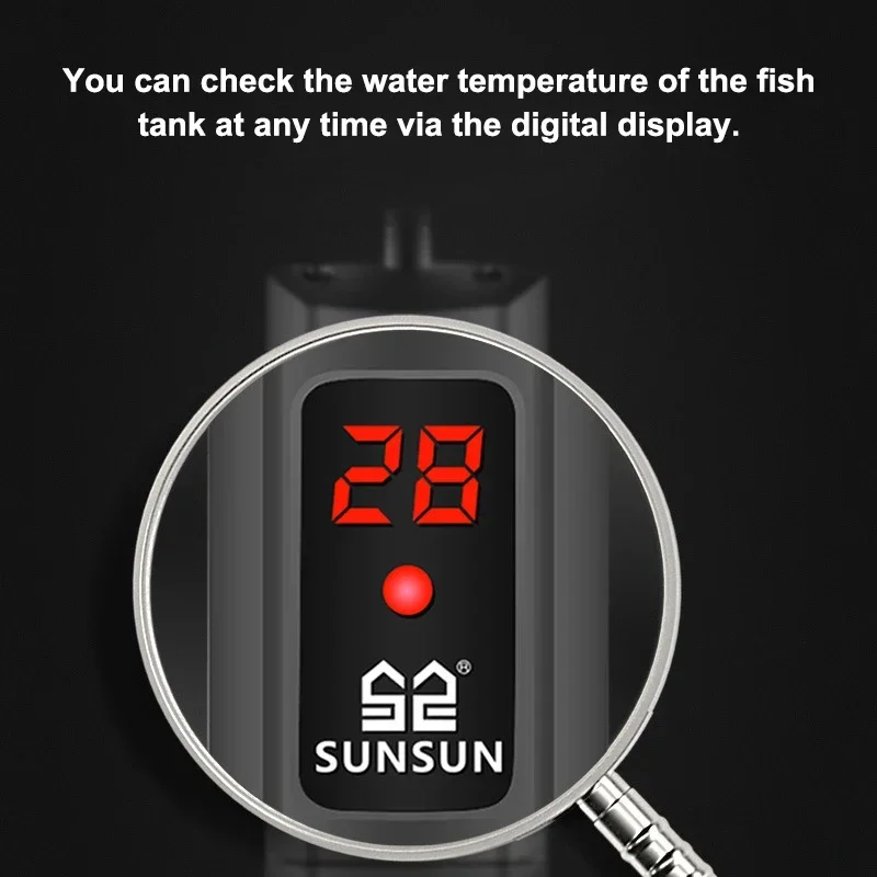 SUNSUN Aquarium Submersible Heater Fish Tank LCD Display Digital Adjustable Water Heating Rod