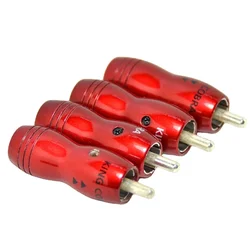 4Pcs King Cobra RCA Plug Silver Plated Red Copper HiFi Audio Adapter Signal Line Connector 8mm