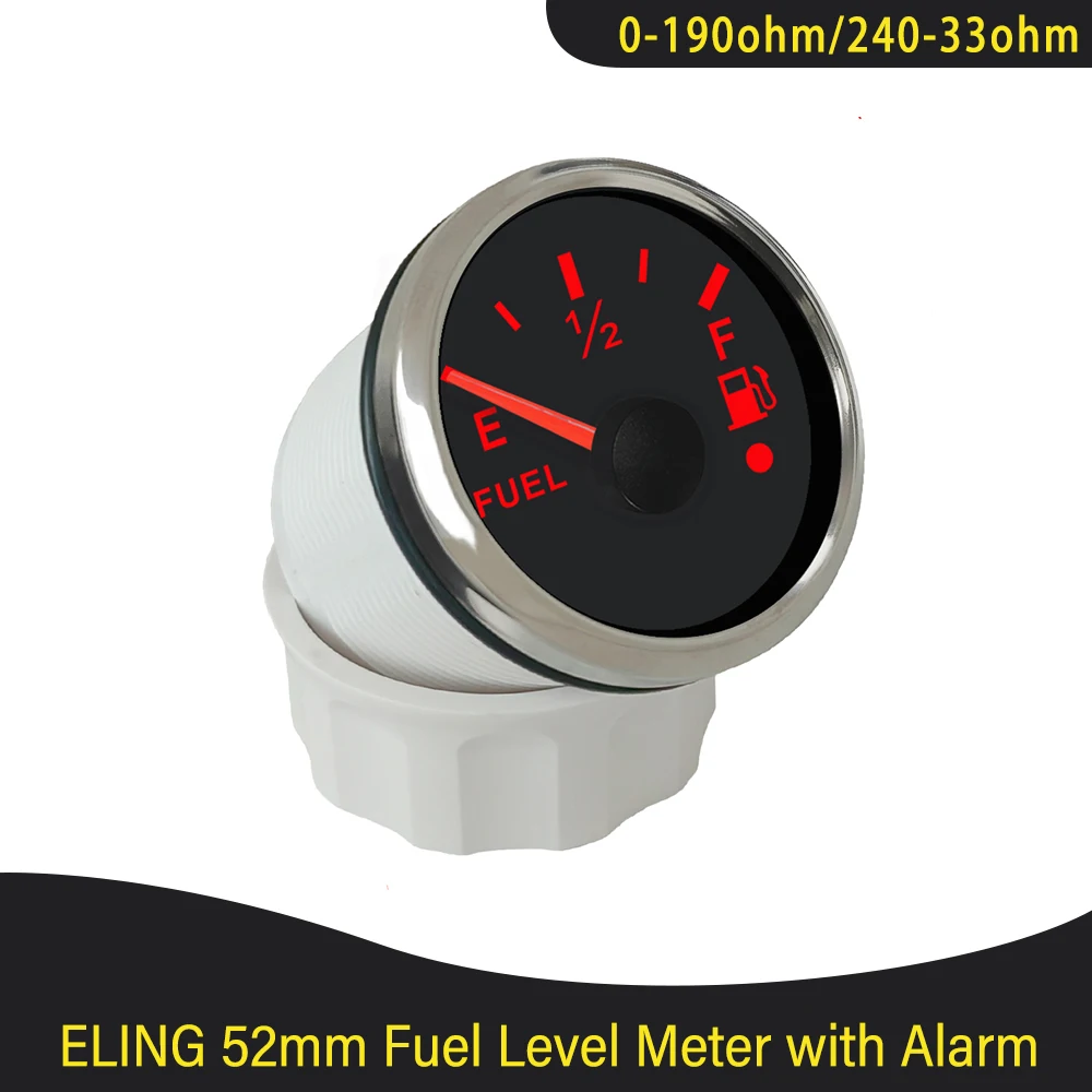 Cars Marine 52mm Fuel Level Gauge Meter 0-190ohm 240-33ohm with Red Backlight and Alarm for Ships Motorcycle Universal 12V 24V - view 3