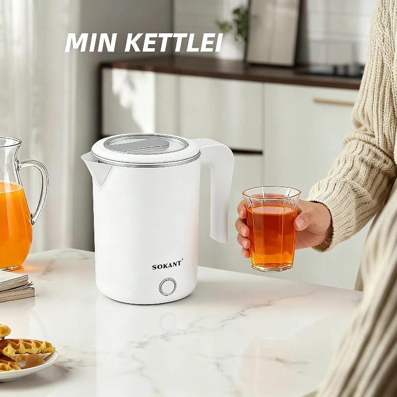 Electric Double-Layer Household Kettle 500ML Fast Boiling Automatic Power-off Stainless Steel Dry Protection Kitchen Appliance