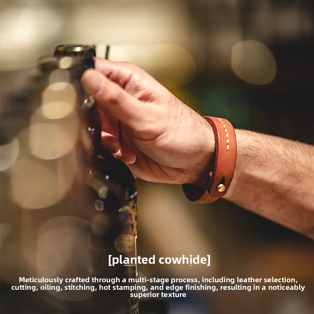 Maden Men Vintage Vegetable Tanned Cowhide Bracelet Brown Letter Leather Bracelets Adjustable Classic Wrap Wristband Accessories