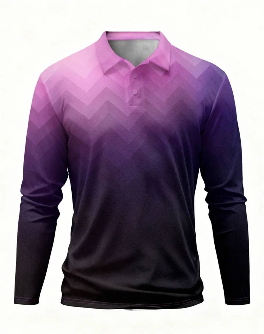 

Men's Colorful Gradient Long Sleeve Polo Shirts 3D Print Simple Geometric Pattern Button Lapel Top Autumn Outdoor Casual Clothes